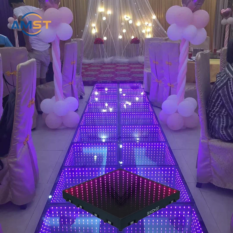 Easy to Set up Magnetic 3D Led Dance Floor Infinity Ring Disco Party Led Dance Floor Panel Bearing 500kg for Event Wedding DJ