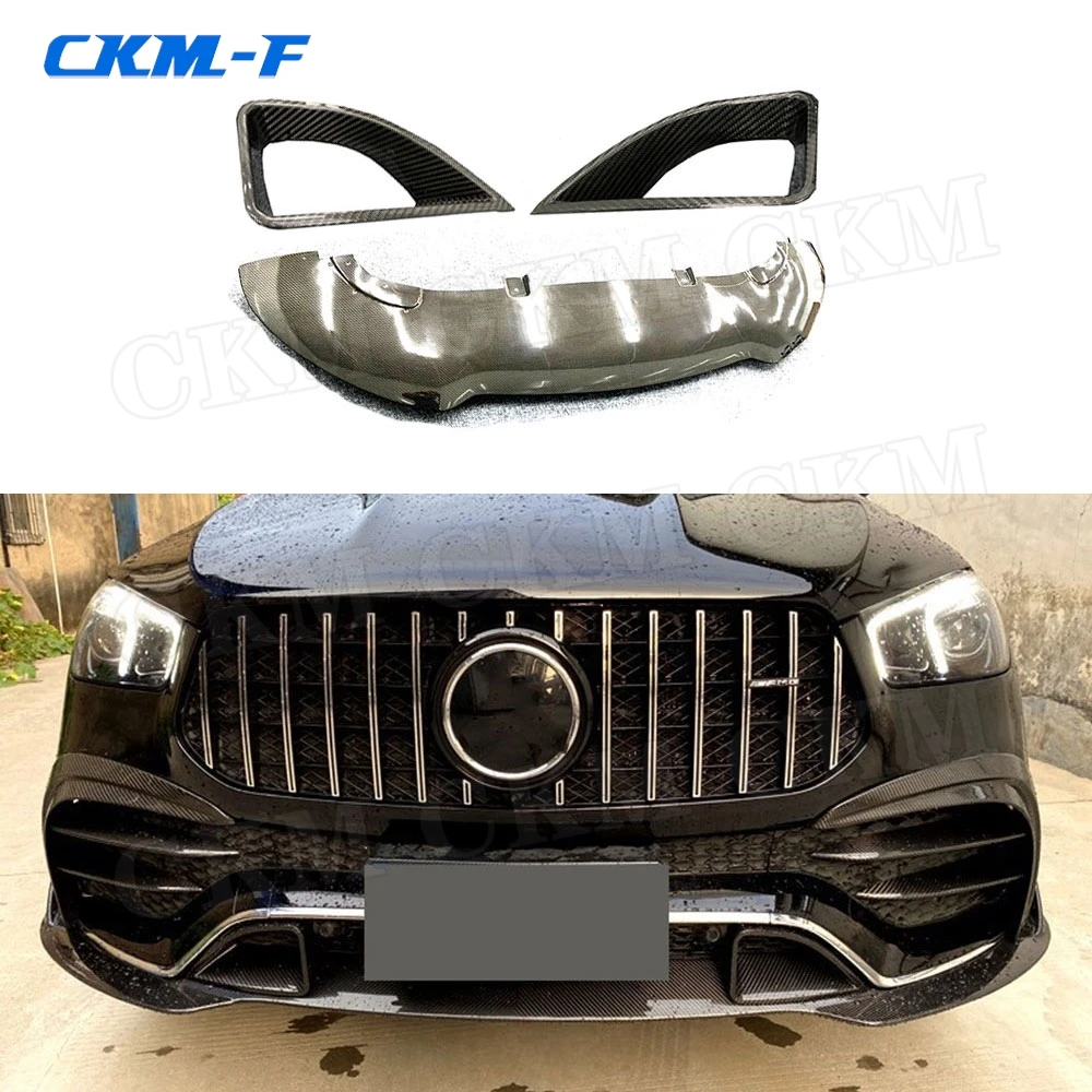 

For W167 Dry Carbon Fiber Material Front Bumper Lip Splitters for Mercedes Benz GLE Class GLE53 AMG SUV 2020 UP