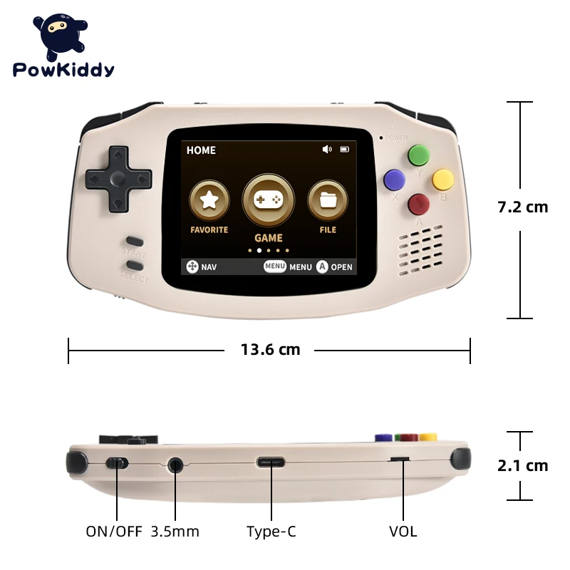 Novo powkiddy a30 handheld console de jogos 2.8 polegada ips tela hd 32g embutido 4000 jogos portátil console de jogos presente das crianças