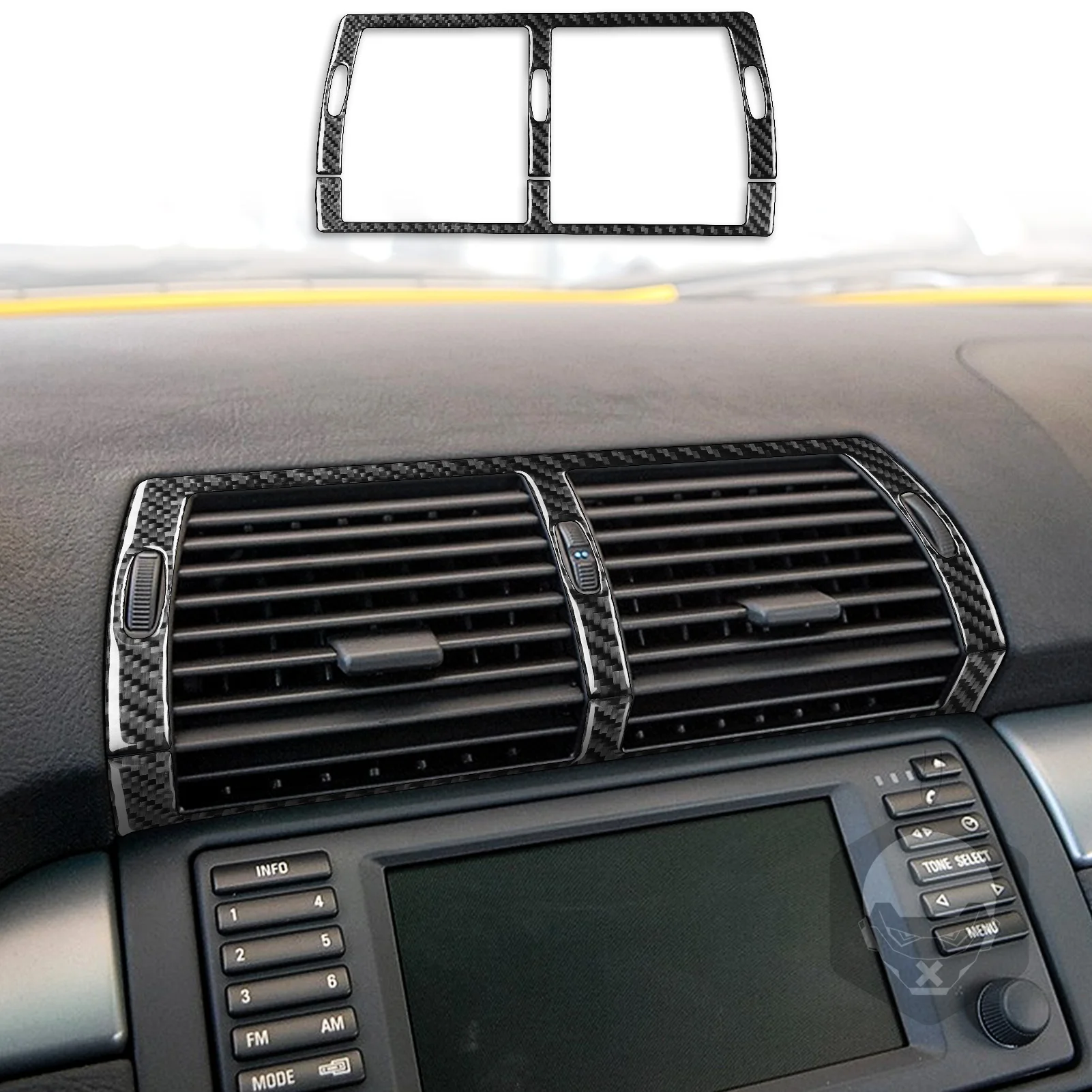 

Для BMW X5 E53 2000-2006 ремонт углеродного волокна Centeal кондиционер вентиляционная накладка автомобильный Стайлинг розетка декоративные наклейки