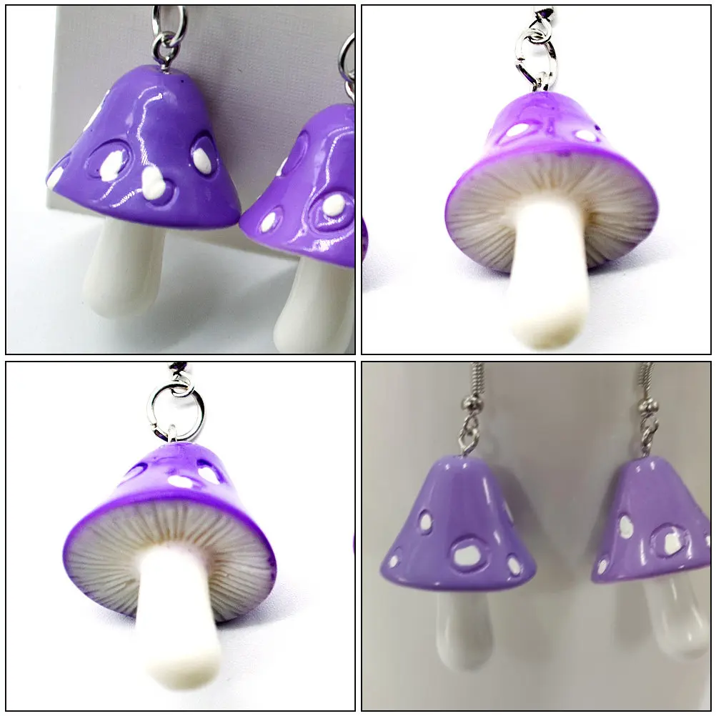 1Pair Mushroom Earrings Women Premium Plastic Creative Ear Danglers Stylish Lightweight Allergy Free Party Evening Dress
