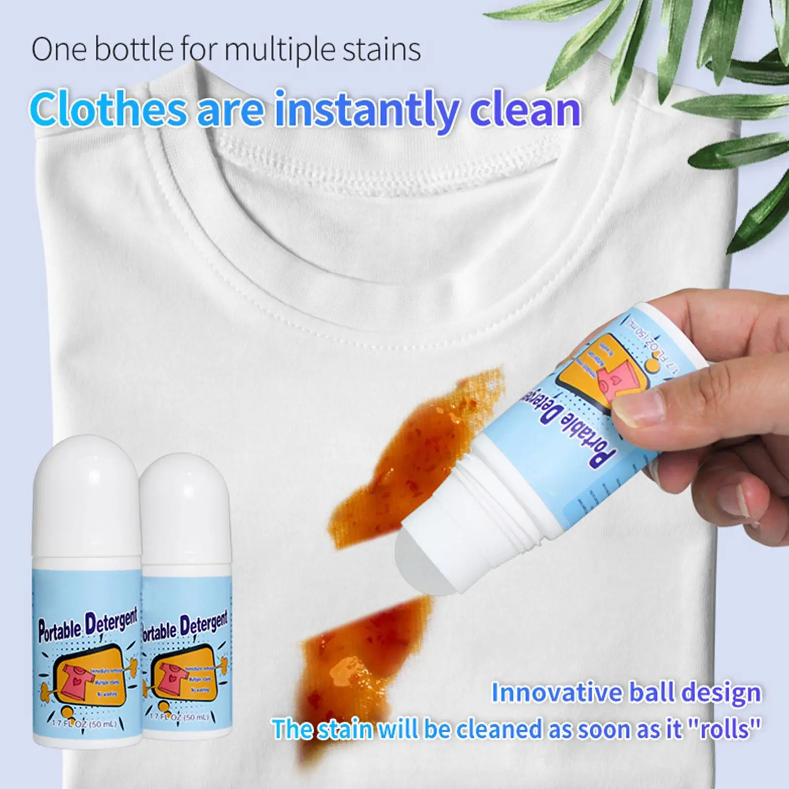 50ml Clothing Stain Removers Decontamination Ball Cleaner Magic Detergent Rolling Bead No-wash Oil Stain Coffee Stain Removers