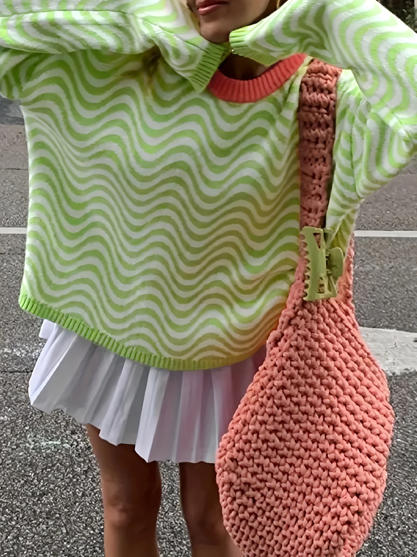 

Новый стильный, элегантный, простой, повседневный, свободный, повседневный, универсальный, женский вязаный свитер с длинными рукавами и волнистым узором