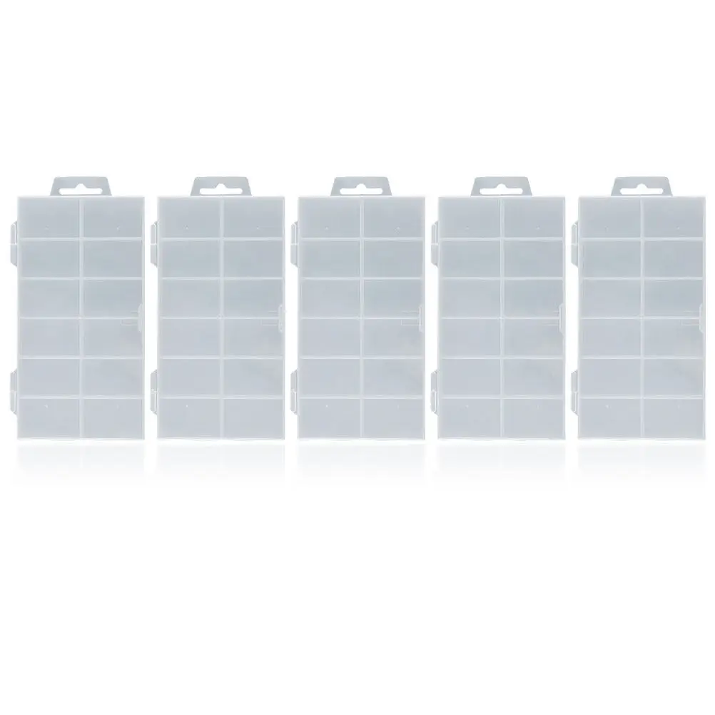 กล่องใส่เครื่องประดับแบบพกพา 5 ชิ้น พร้อมฝาปิด กล่องเก็บลูกปัดแบบหลายช่อง กล่องใส่เครื่องประดับพลาสติกแบบมีกระดุม สำหรับใส่จี้ตกแต่งเล็บ