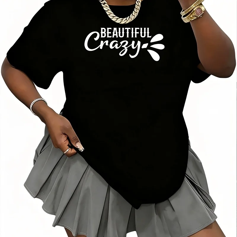 Beautiful Crazy Vinyl Iron Transfer Decal Women's 100% Cotton T-Shirt Short Sleeve Top Casual Round Neck Fun Print Tee S-5Xl
