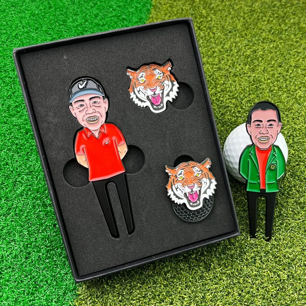 New GolfDivotTool Wurz Metal Double-Sided Ball Fork Cap Clip Magnetic Ball Mark Green Fork Gift Golf Souvenir