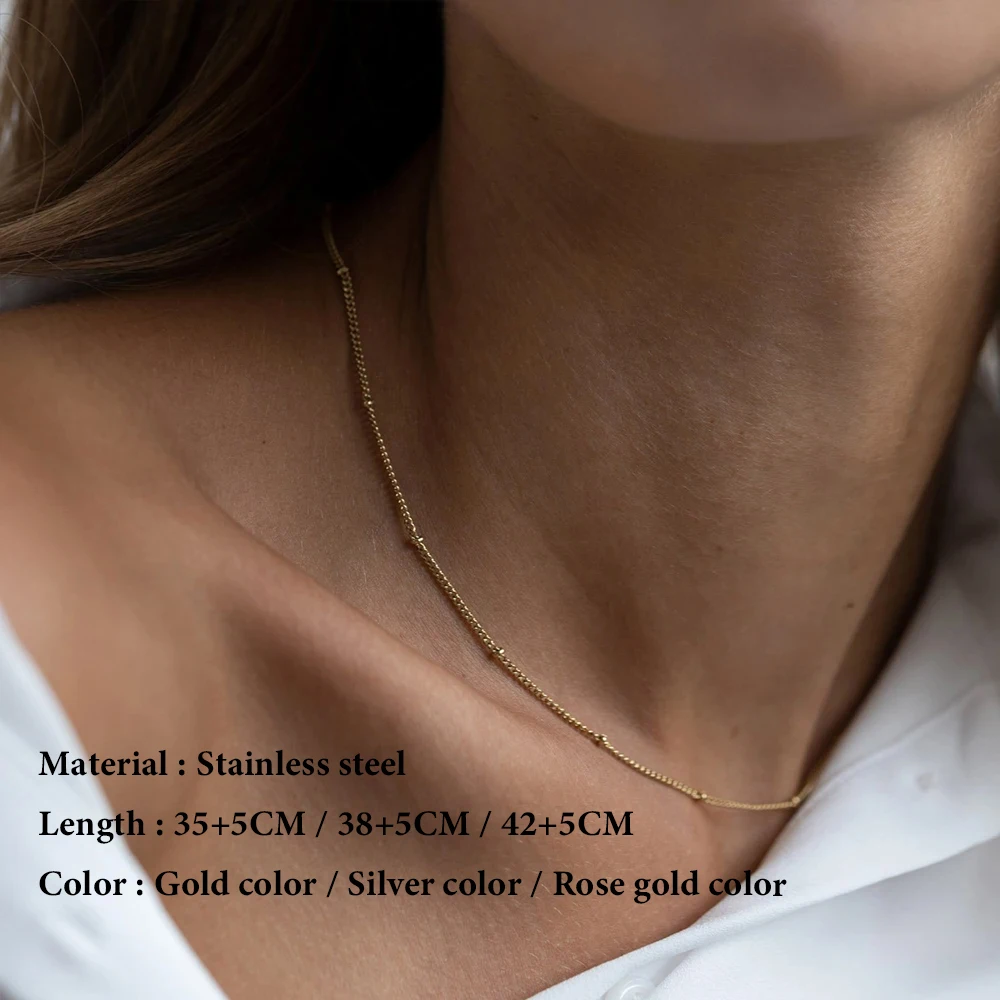 SUNIBI Gold Color Stainless Steel Chain Choker Necklace Women Chain Necklace Sets for Women Gift Jewelry Wholesale