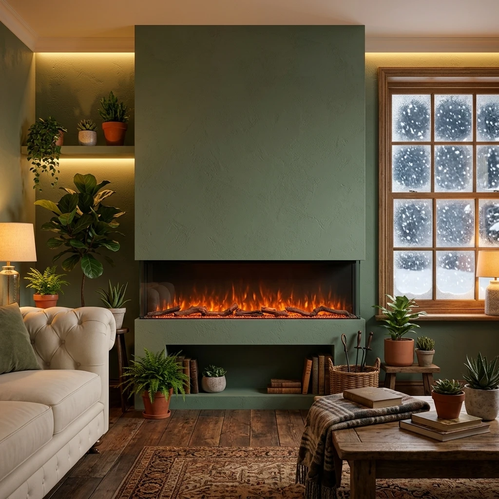 Custom 40-100inch Wall Insert Electric Fireplace With Realistic Flame Indoor 3 Sided View Electric Heater ETL/CE/UKCA/IEC Certif