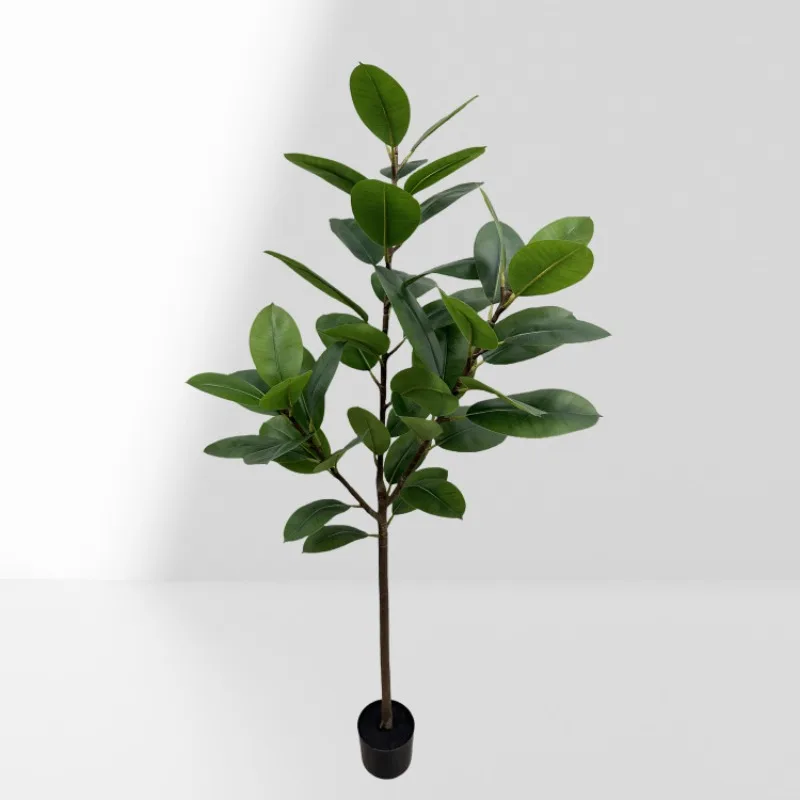 Simulation straight rubber tree fiddle leaf fig bonsai home living room simulation green plant floor ornaments garden decoration - Image 2