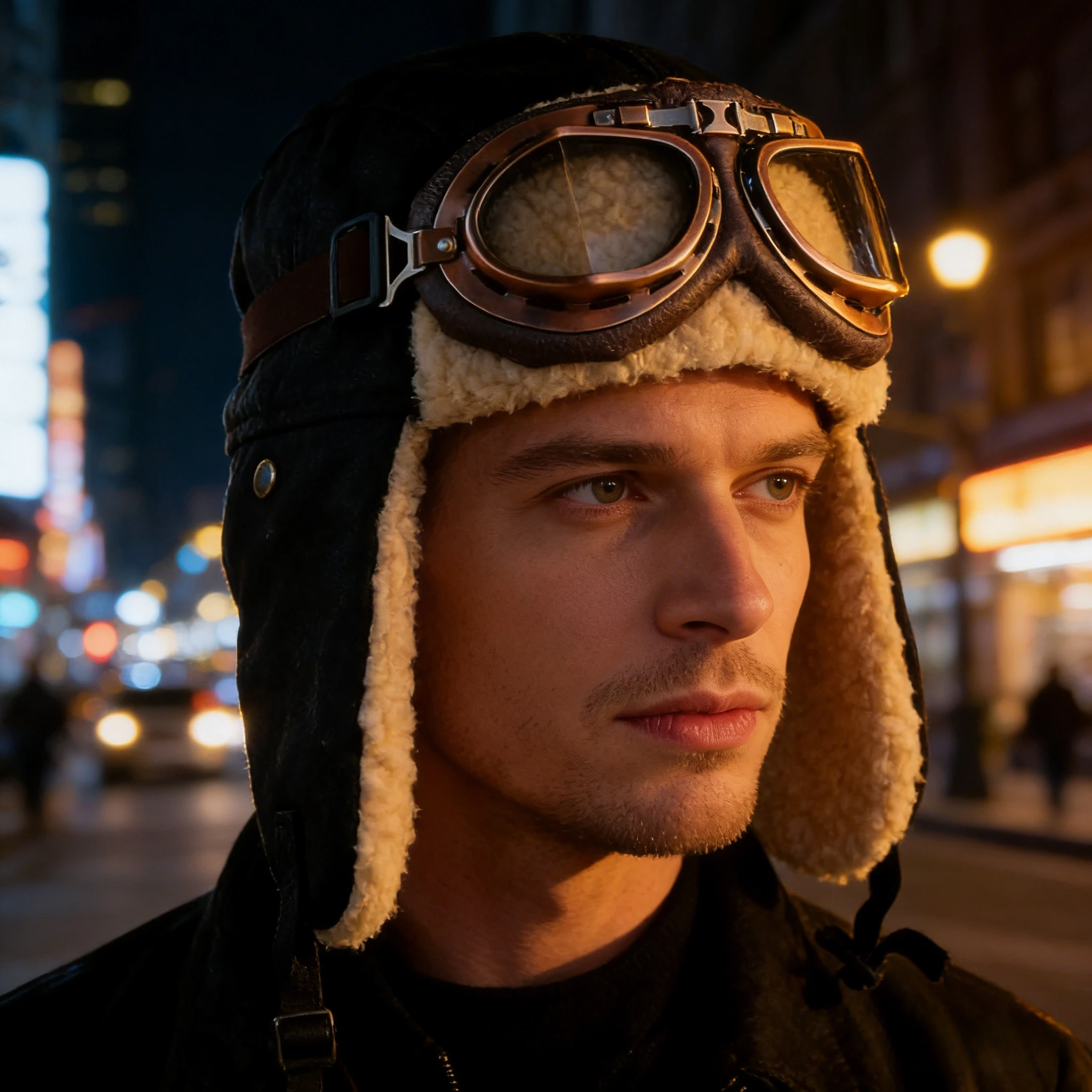 

Outdoor Winter Ski Hat with Goggles and Ear Protection Windproof Thermal Beanie for Camping Snowboarding Retro Pilot Style