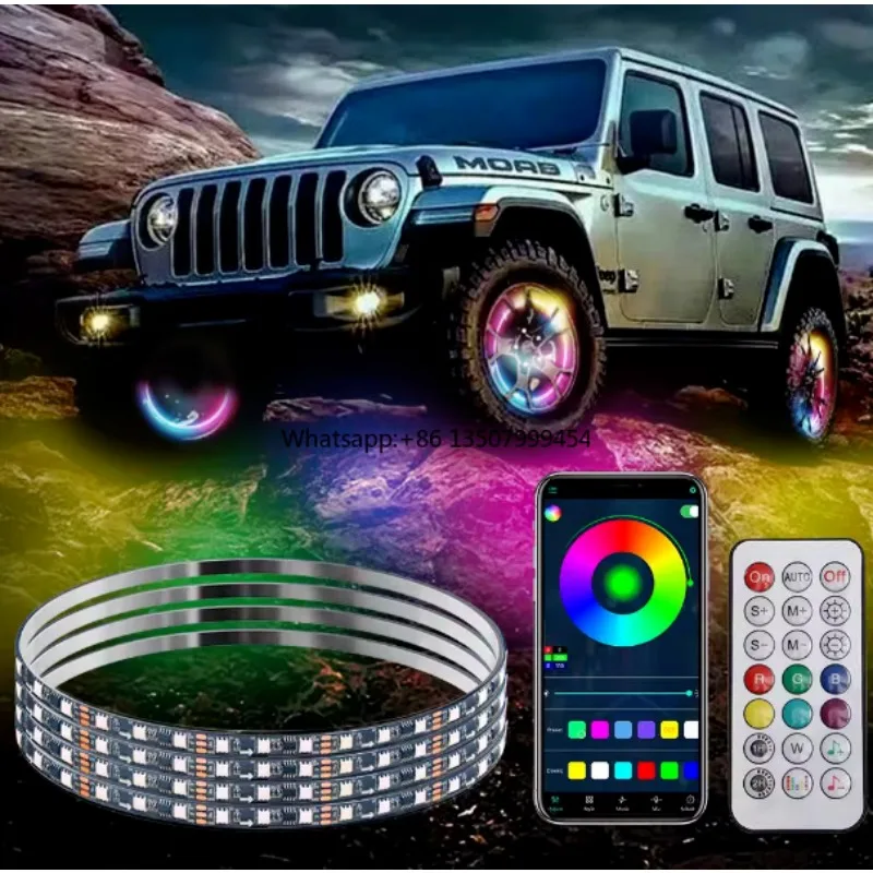 

17in Double Sided LED Beads APP Remote Control 12V Wheel Hub Light Colorful Others Car Light Accessories