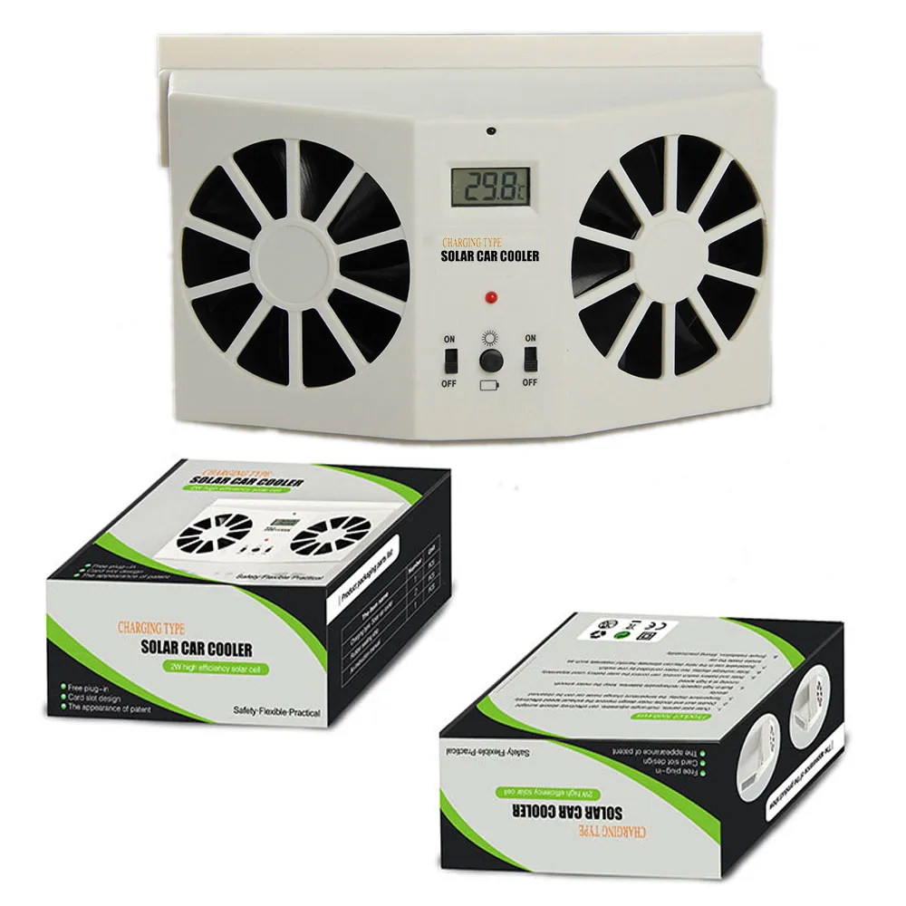 

Solar Sun Power Car Auto Air Vent Cool Fan Portable Cooler Radiato with Display Ventilation System Without Battery 2W