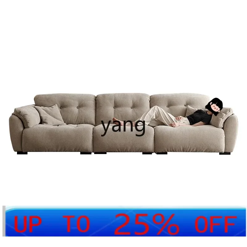 LH Cloud Cream Wind Sofa Movable Super Wide Sitting Deep High Backrest Chenier Fabric Sofa