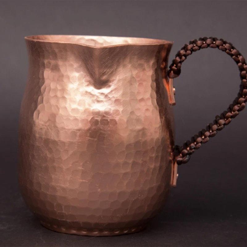 800Ml Pure Copper Latte Pitcher Hot Milk Cup Copper Mug Water Pots Kettles Hammer Handcraft Drinkware Tableware