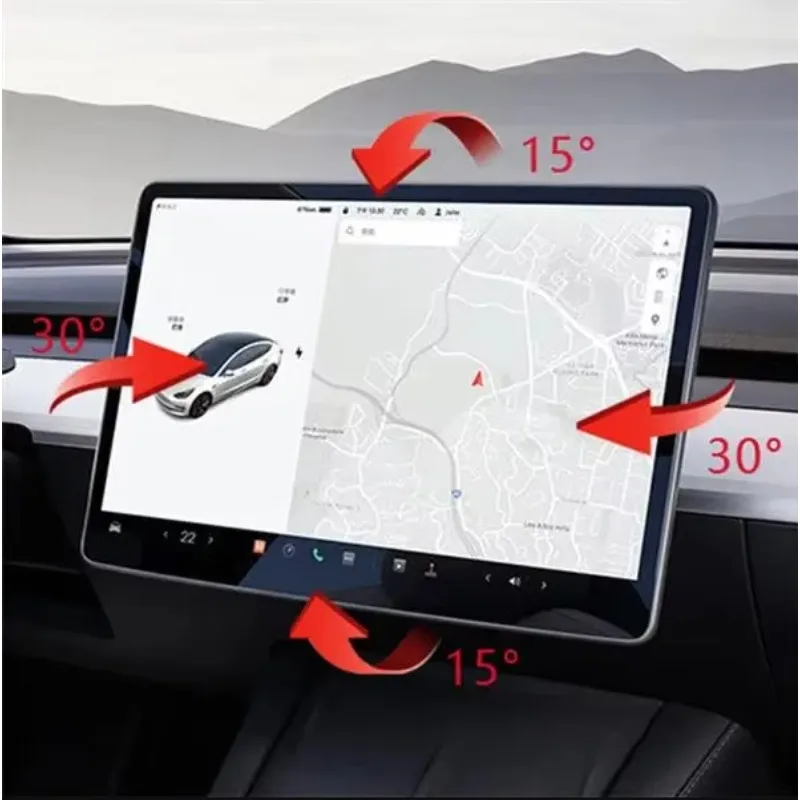 

Поворотный кронштейн для экрана на центральной консоли, держатель навигационного экрана с регулировкой наклона для Model 3 / Y, вращающийся кронштейн для экрана