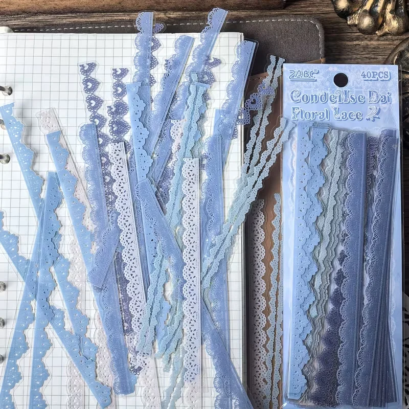 1 Packung (40 Stück) – weiche, dekorative Aufkleber in Blumenmuster, die an Spitze erinnern – selbstklebend. Geeignet für Vintage-Scrapbooks und die Herstellung von Karten. – Detail 4