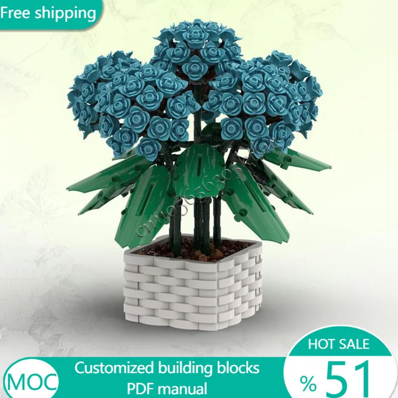 

1598 PCS Flowers Hydrangea BT009 MOC Customize Modular Building Block Creative Design Educational DIY Boys Holiday Toy Gifts