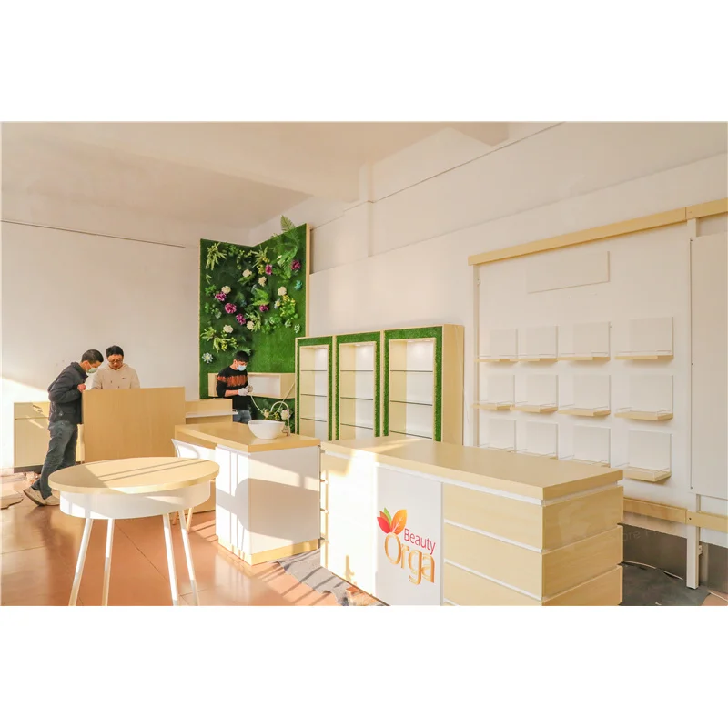 （customized）Factory Direct Selling Cosmetics Shop Design Bespoke Shop Fixture Rack Counter Shelf Cosmetic Store Display