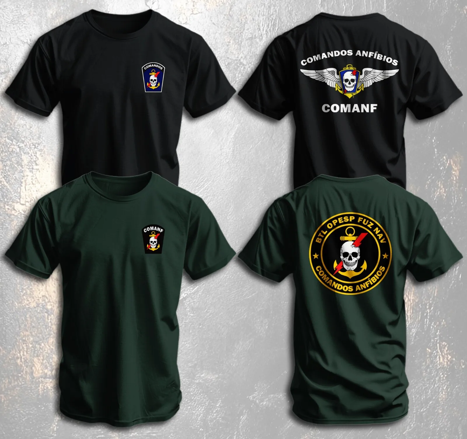 

Brazilian Marine Corps Amphibious Commandos COMANF Tonelero Military T-shirt Short Sleeve Casual 100% Cotton Shirt