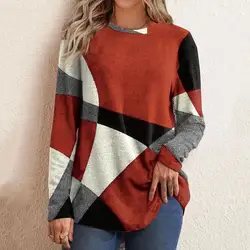 Women‘s Long Sleeve Pocket Tunic Autumn Tops Blouse Shirt Gradient Loose Winter Jumper Pullover Loose Clothes Clothing 2023