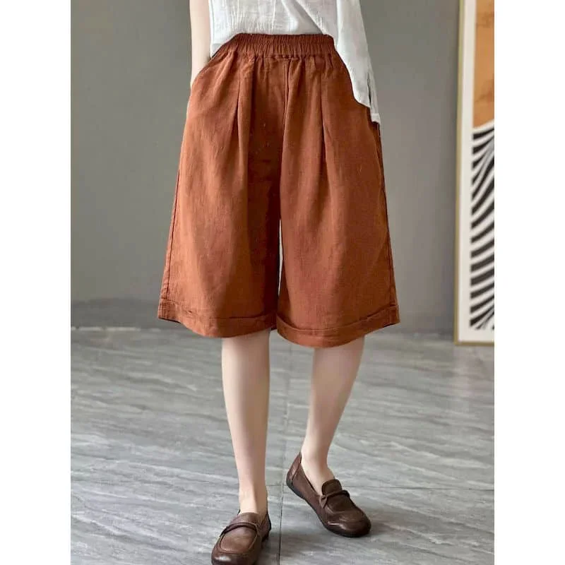 

Pop Basic A-line Shorts For Women Summer Sale Korean Style Retro Five-point Pants Elastic Waist Minimalism Sweatpants Women Clot