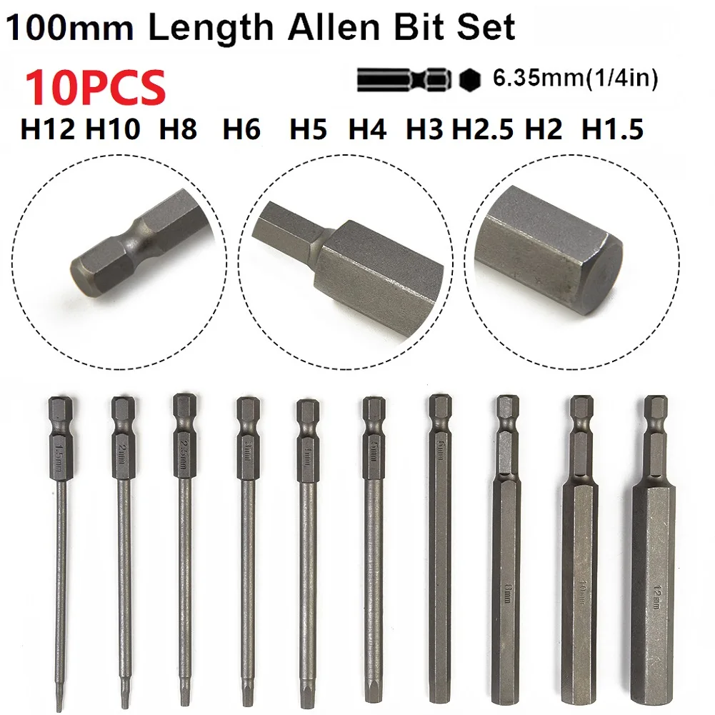 

Hex Shank Screwdriver Bits Hex Shank Parts 1 4 Inch Hex 10pcs Wrench Drill Bit Hex Head High Hardness Practical To Use