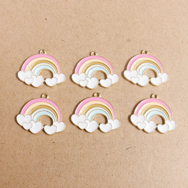 10pcs/lot Cute Mix Enamel Rainbow Cloud Charms for Jewelry Making Alloy Flower Charms Pendants for DIY Necklaces Earrings Gifts