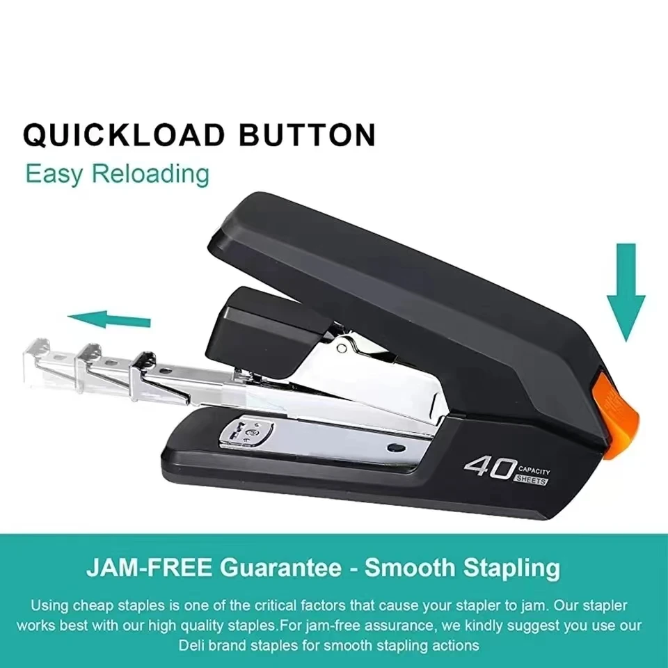 Effortless Desktop Stapler, 40-50 Sheet Capacity, One Finger Stapling, Easy to Load Ergonomic Heavy Duty Stapler