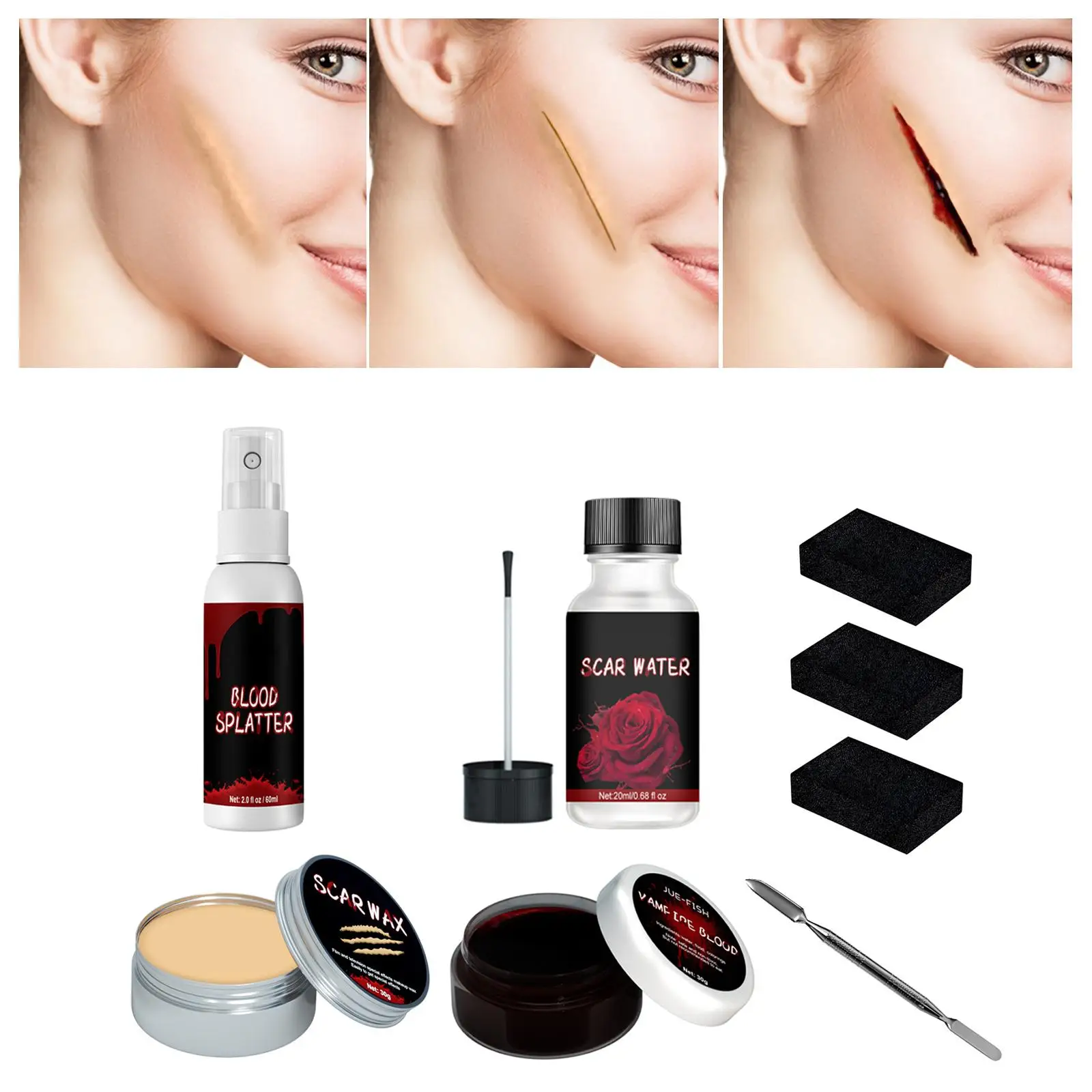 

Special Effects Halloween Makeup, Simulation Body Painting, Painted Dress up Wax