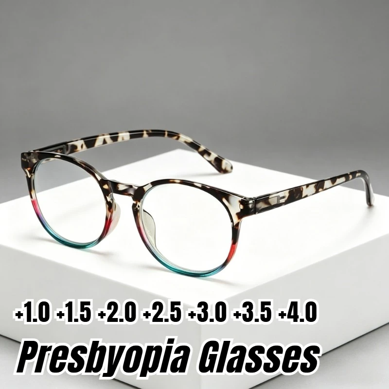 

Fashionable Round-Frame Anti Blue Light Reading Glasses Comfortable Spring-Arm Presbyopia Eyewear Diopter +1.0 To +4.0