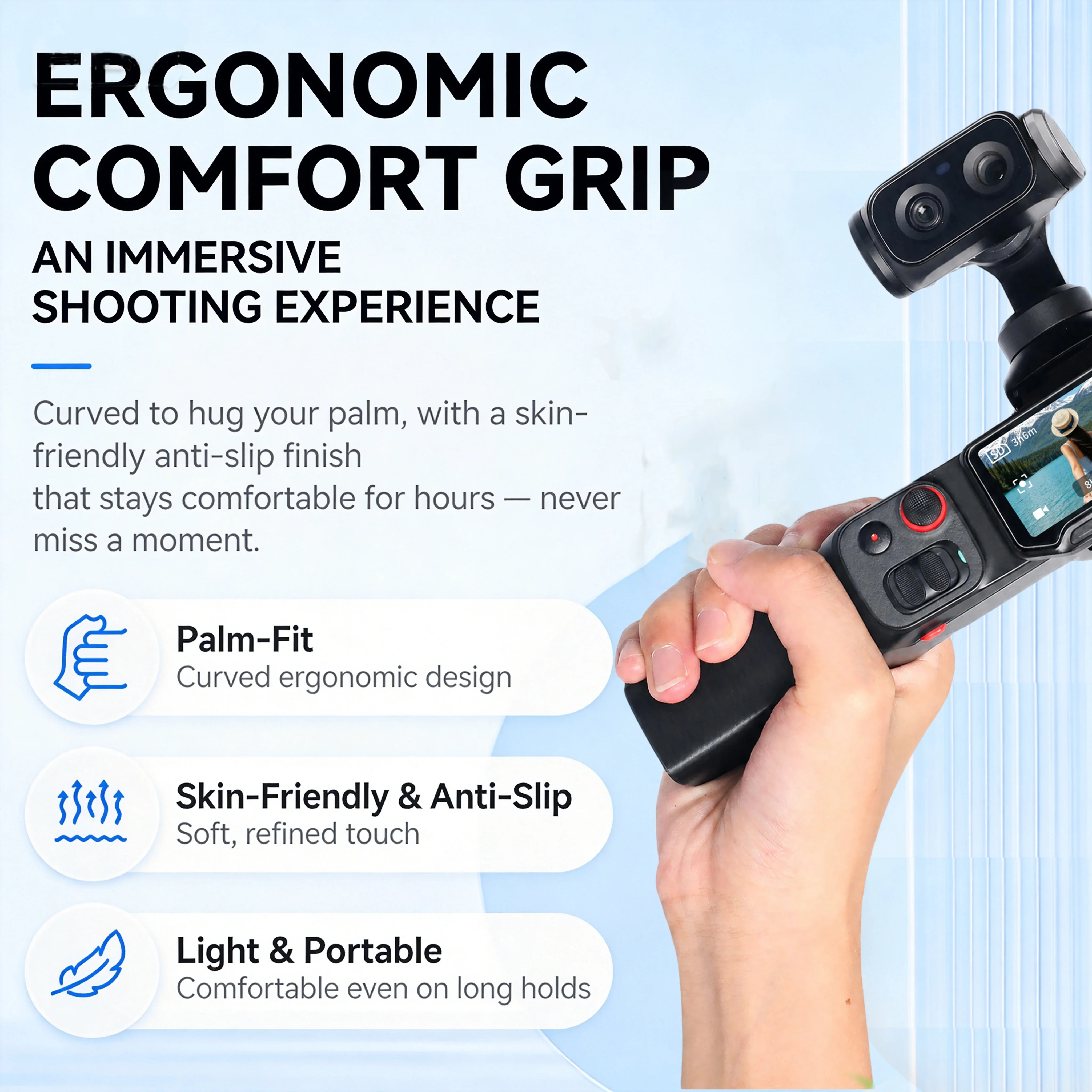 Vertical Handheld Grip for Insta360 Luna Ultra/Pro 360° Rotatable Stabilizer Stand for Vlogging and Selfies Anti - Shake Handle