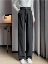 Bornladies Winter Thicken Office Ladies Trousers Women Fashion High Waist Full Length Pants Female Pleated Wide Leg Solid Pants