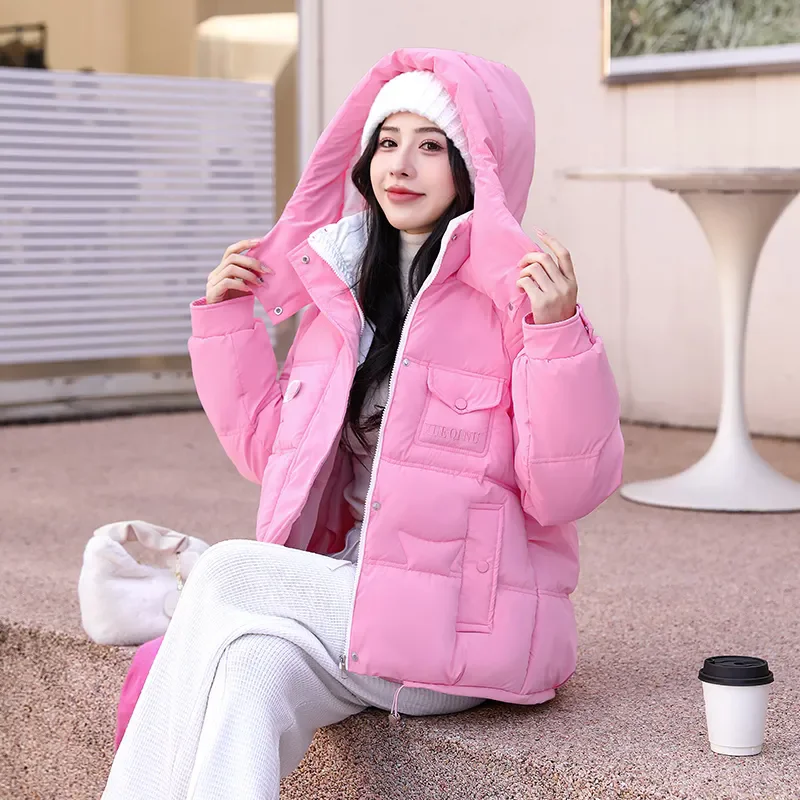 Autumn Winter New Short Down Cotton-Padded Jacket Women's Outwear Hooded Thick Warm Parka Wash-Free Fashion Loose Cotton Jacket