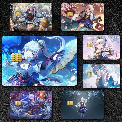 Genshin Impact Kamisato Ayaka Credit Card Skin Stickers for Bank Card Bus Metro Card Sticker Waterproof Gift