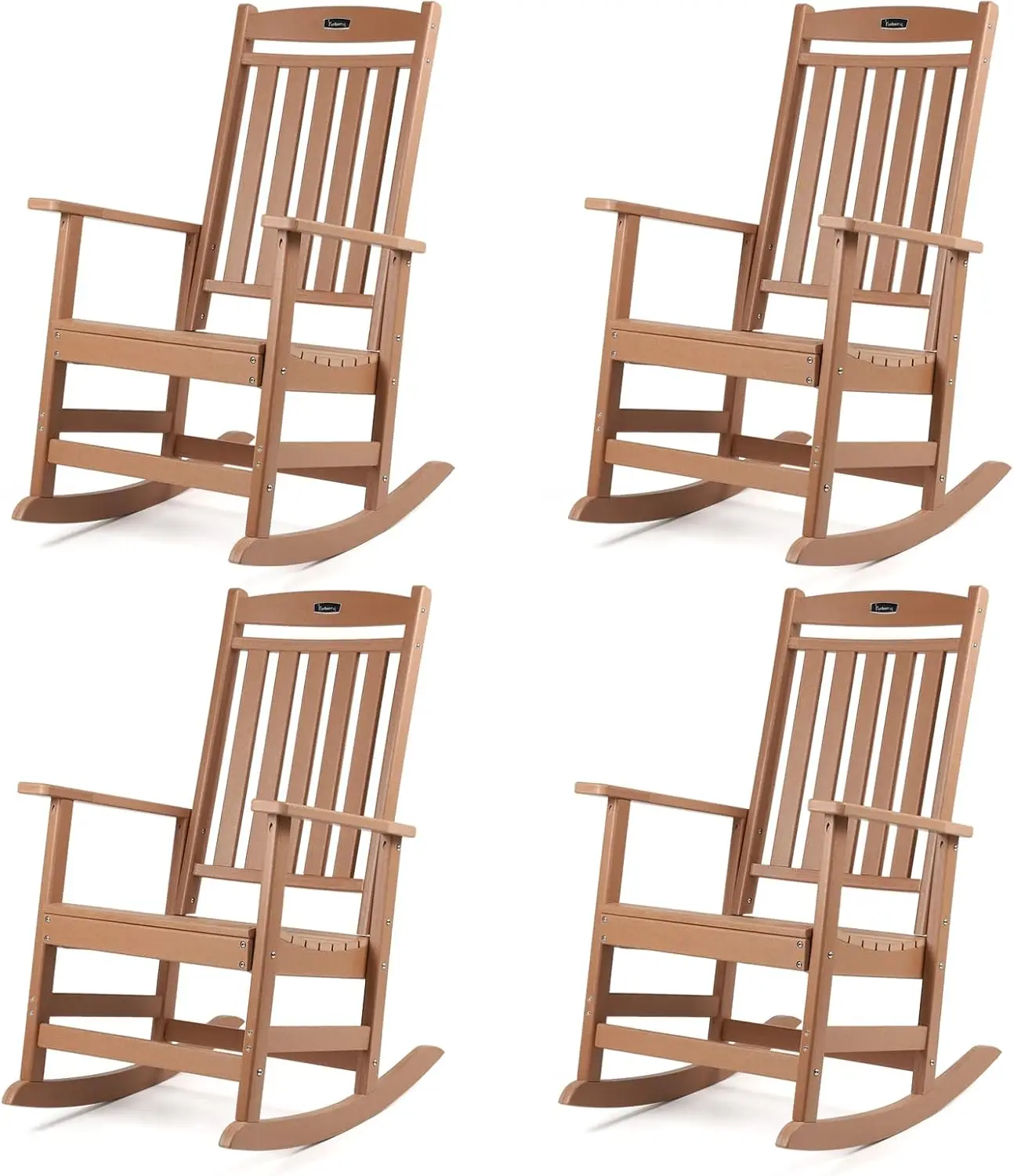 Outdoor Rochairs Set Of 4, Hdpe All Weather Poly Lumber Rocker, High Back Patio Rockers Easy Assembly