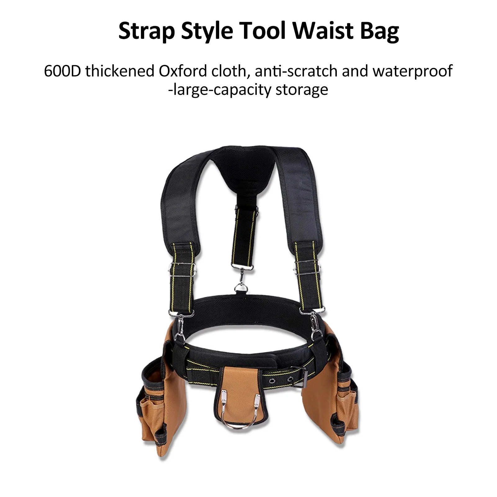 Tool Belt with Suspenders Heavy Duty Tool Vest with Detachable & Adjustable Tool Pouch Bags Waist Support Ideal Tool Organizer