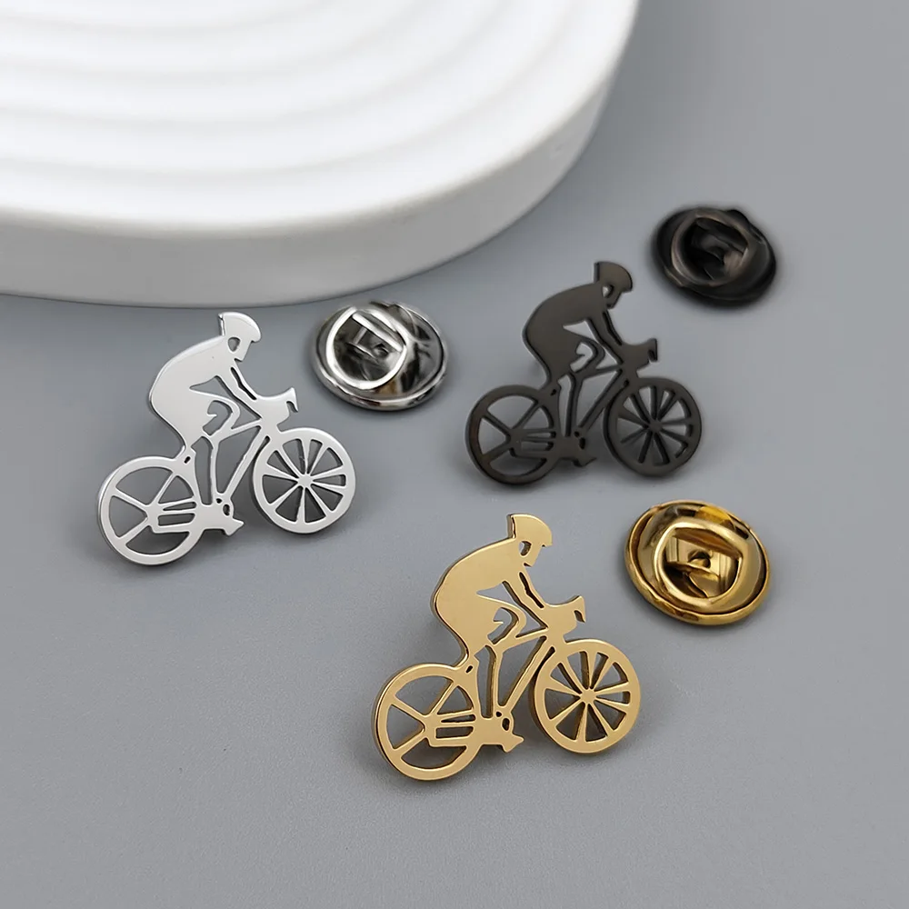 

New road bike lapel pin, fashionable stainless steel badge, sports style brooch suit accessories, suitable for party wear