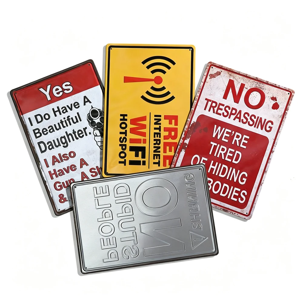 1Pcs 24-Hour Monitoring Warning Sign, Funny Metal Tin Sign No Stupid People, Safety Notice Board 20x30cm