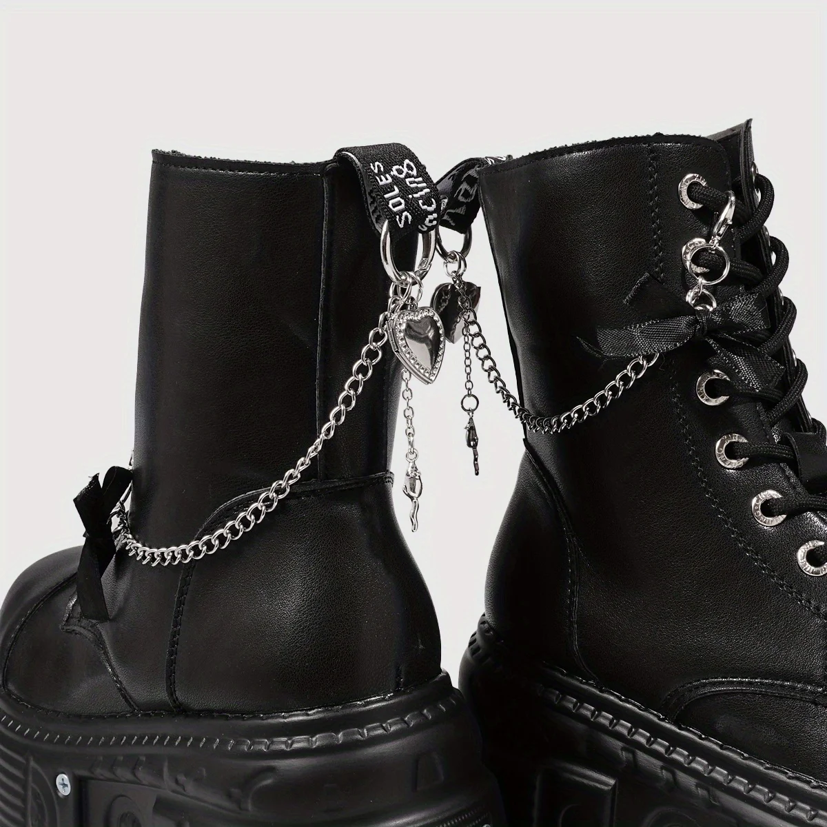 2Pcs Y2K Gothic Rhinestone Heart Pendant Multi-layer Shoe Chains, For Women Daily Outfit, Halloween Party and Gifting