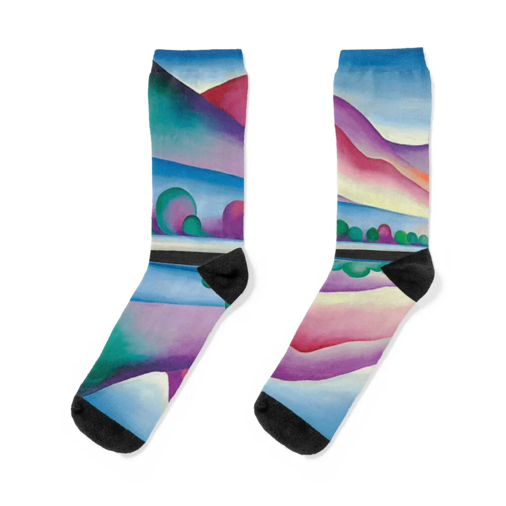 Georgia O'Keeffe Lake George Reflection Socks aesthetic Novelties sheer Children's Designer Man Socks Women's