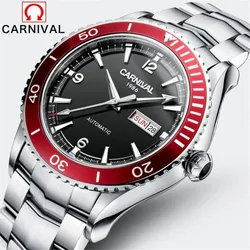 Carnival Men's Watch Miyota Mechanical Sapphire Crystal Submariner Luminous Calendar Automatic Business WristWatch Reloj Hombre