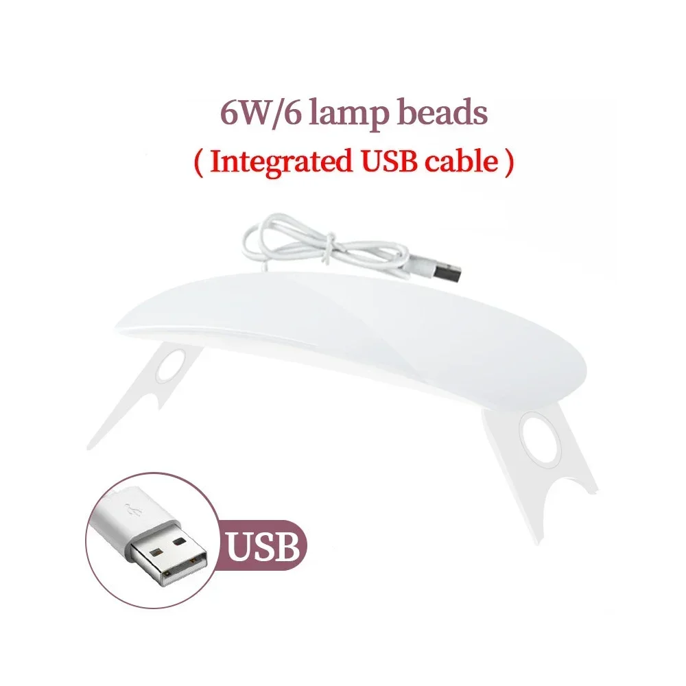 6W Mini suszarka do paznokci Przenośna 6 LED Lampa UV do manicure Lampa do suszenia paznokci z kablem USB Narzędzie do zdobienia paznokci Utwardzanie żelu