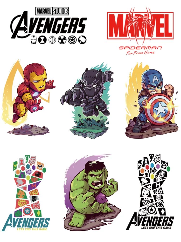 Disney Captain America thermo-stickers for children Cartoon Hulk Iron on patches printing for clothes