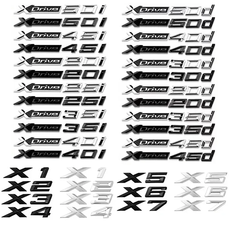 

3D Xdrive 20d 30d 35d 40d 50d 20i 25i 30i Car Fender Emblem Trunk Badge Sticker For X1 X3 X4 X5 X6 X7 Logo Accessories