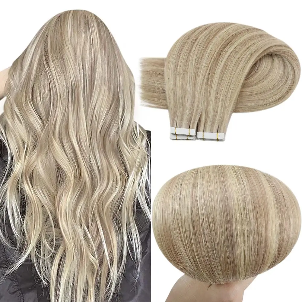 Laavoo Onzichtbare Tape In Hair Extensions Voor Vrouwen 25G & 50G 12 Maanden Echt Recht Menselijk Haar Maagd Naadloze Tape In De Huid Inslag