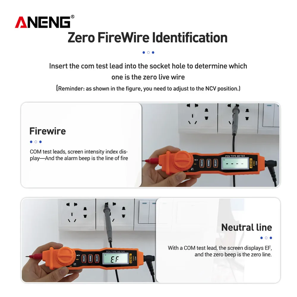 ANENG A3002 Digital Multimeter Pen Type 4000 Counts with Non Contact AC/DC Voltage Resistance Diode Continuity Tester Tool