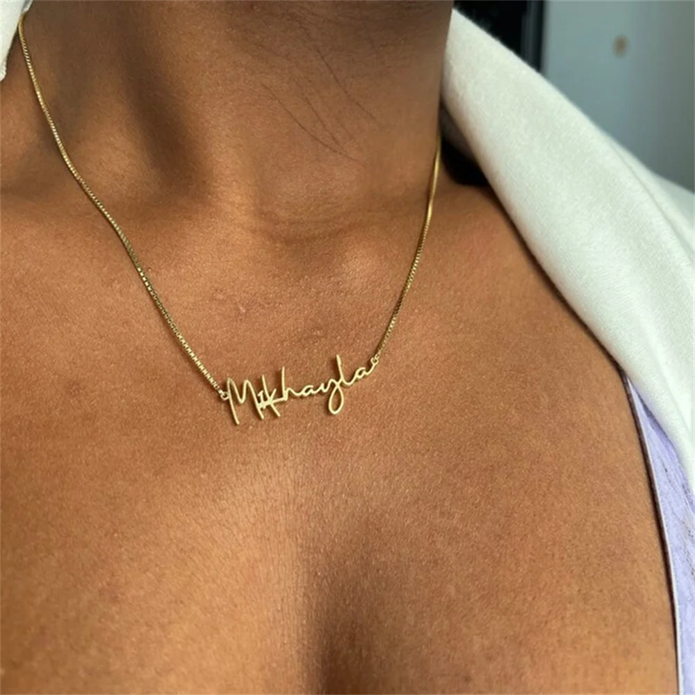 

Custom Name Stainless Steel Necklace for Women Personalized Cursive Letter Pendant Choker Collar Girlfriend Gift Free Shipping