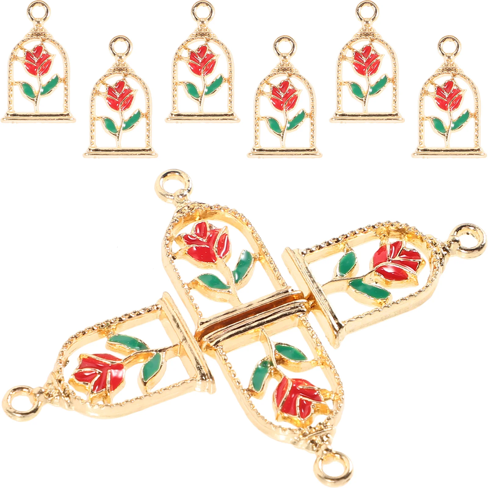 

10Pcs Rose Charms for Jewelry Making Alloy Pendants DIY Earring and Necklace Craft Supplies Decorative Flower Hanging Charms