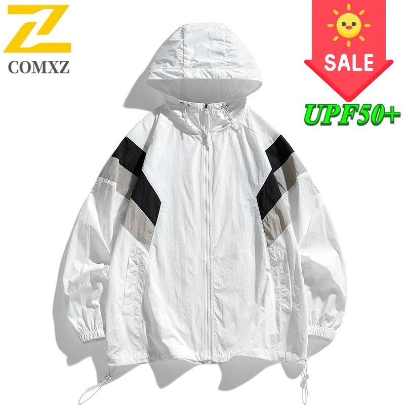 Summer New Sun Ice Silk Jacket Men's Casual Fashion Ultra-light Thin UV Sunscreen Windbreaker Youth Fishing Skin Hooded Coat