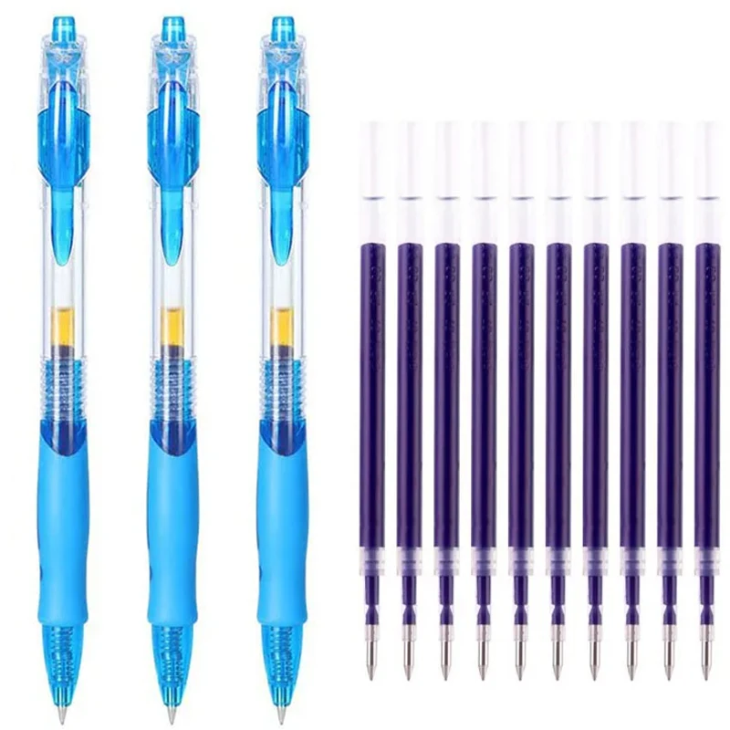 Ballpoint Pen Retractable Gel Pens Black Red Blue Ink 0.5mm Ballpoint Replaceable Refills Office School Supplies Stationery